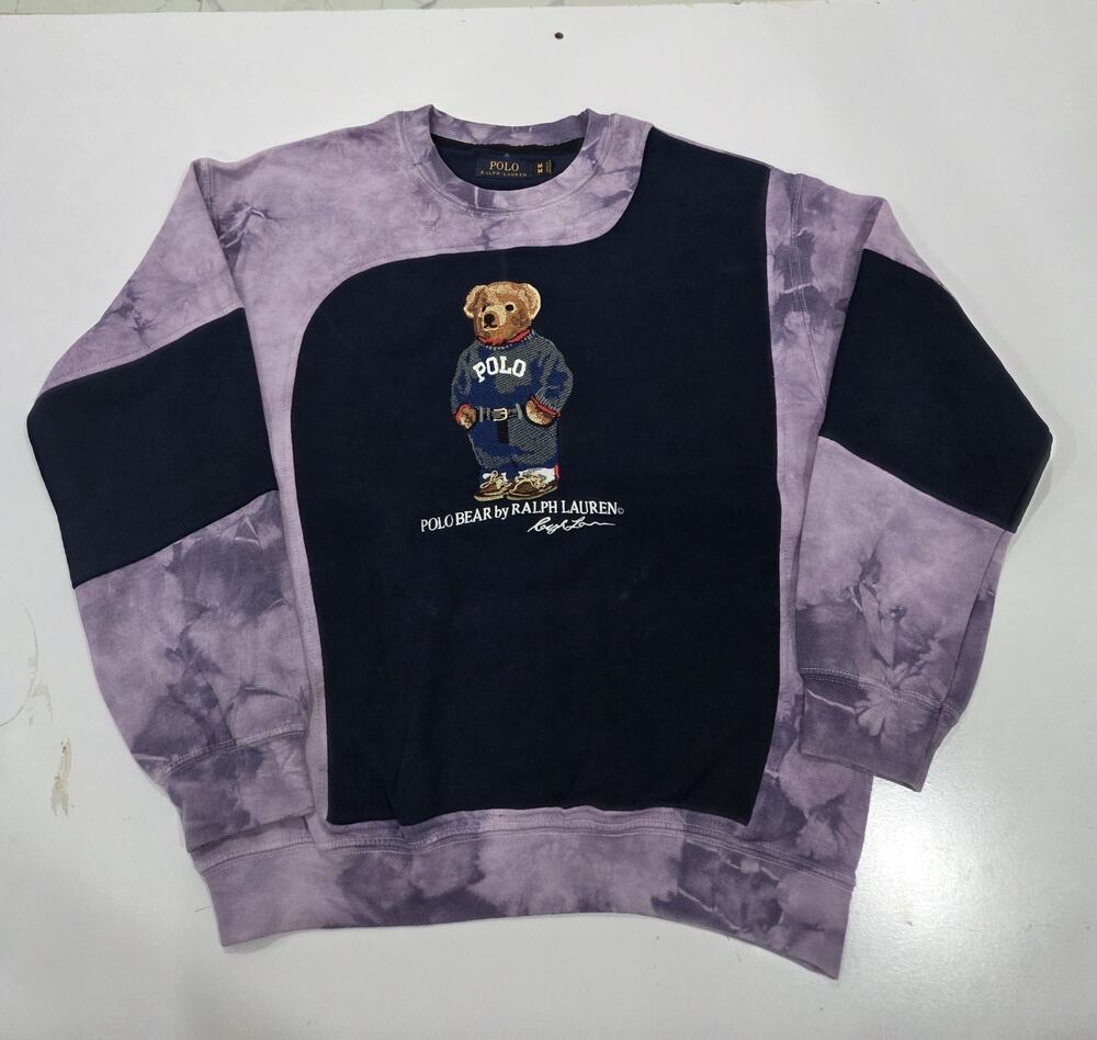 Vintage Polo Reworked Sweatshirt – Unique Upcycled Panelled Jumper – Size M